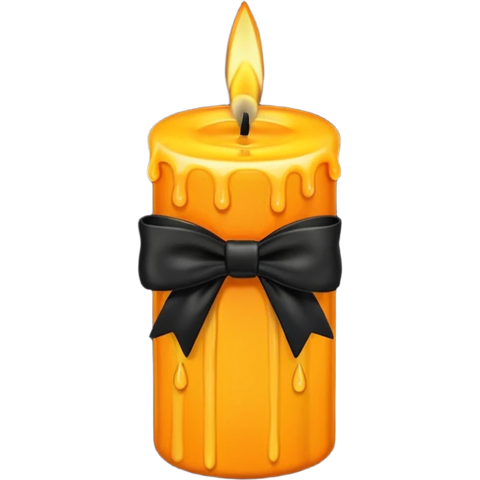 orange yellow candle, with black bow emoji