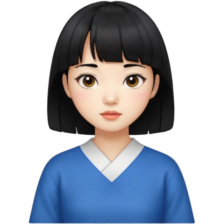 Short hair black bang Korean girl emoji