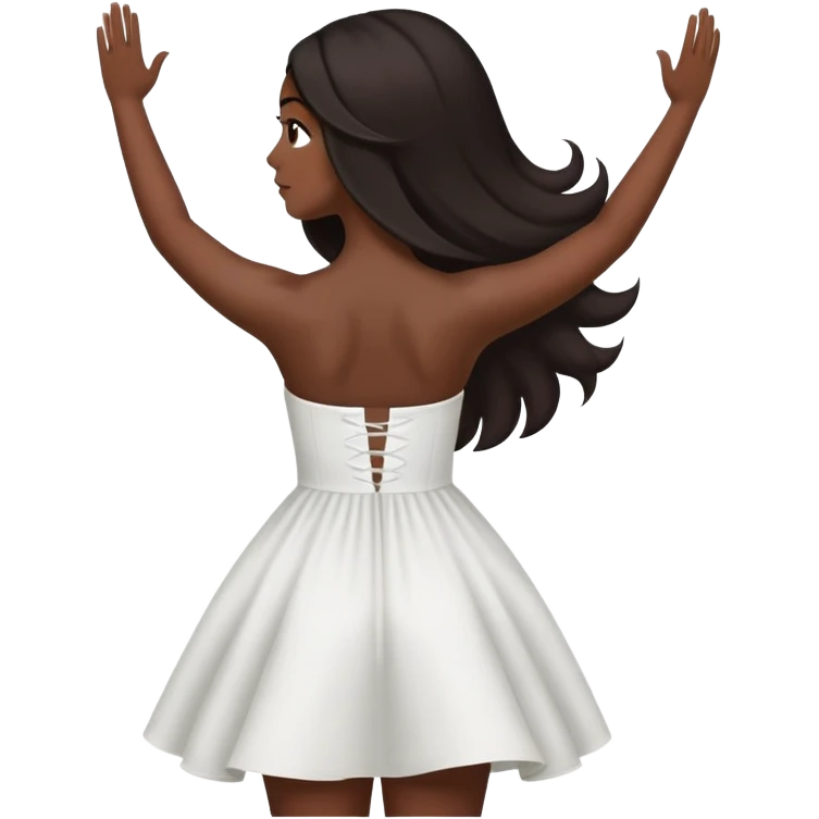Latina girl back looking away dress strapless arms up emoji