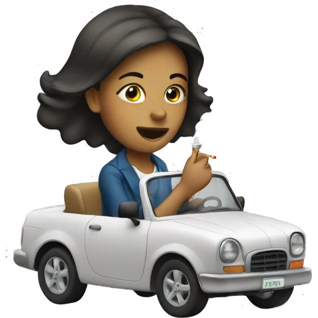 Girl driving smoking emoji