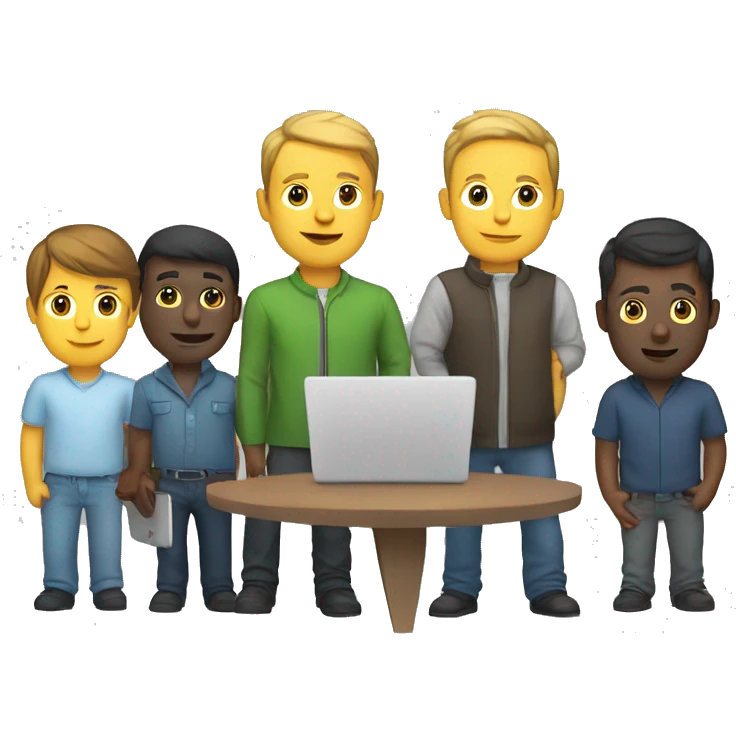 group of developers with a laptop emoji
