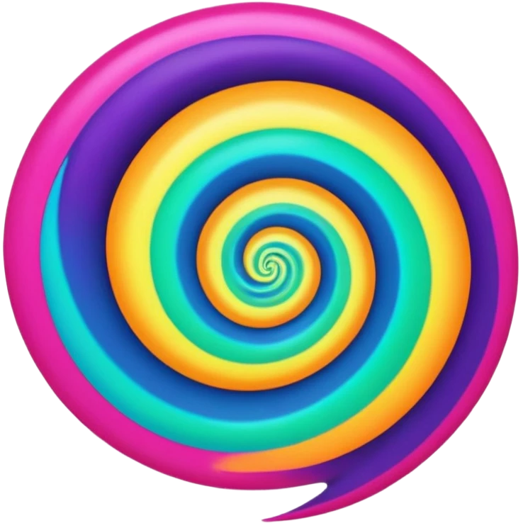create  a Circular emoji, thin black outline, neon energy tornado vortex, clockwise glowing spiral, blue and green outer swirls, magenta and purple core, red inner arc, yellow-orange base glow, smooth gradients, psychedelic futuristic style, high saturation, intense glow, centered emoji