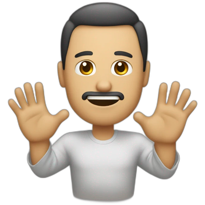 Hombre saludando con la mano hacia arriba emoji