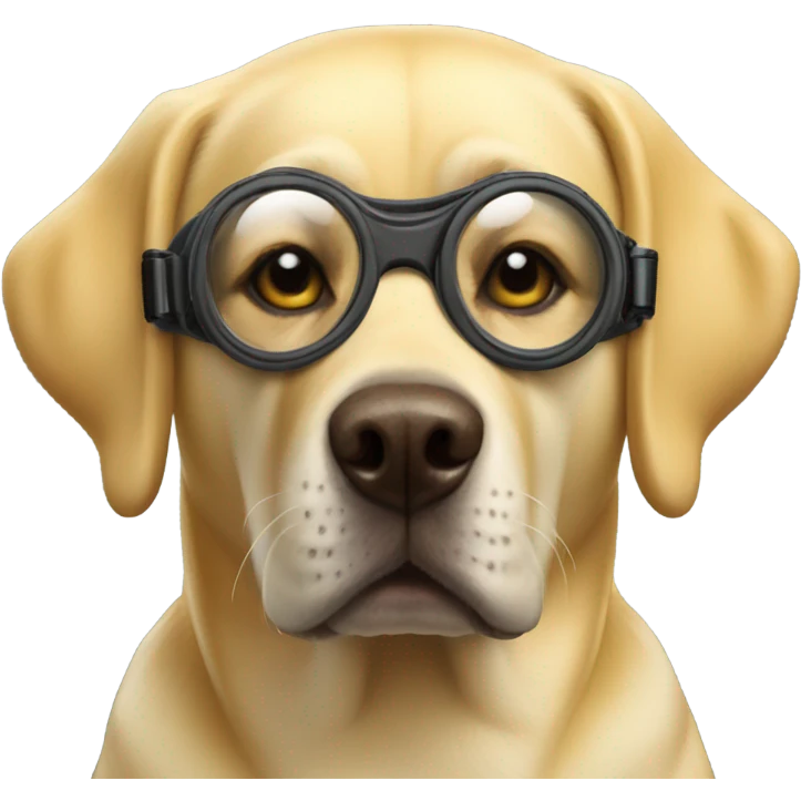 yellow lab dog wearing goggles emoji