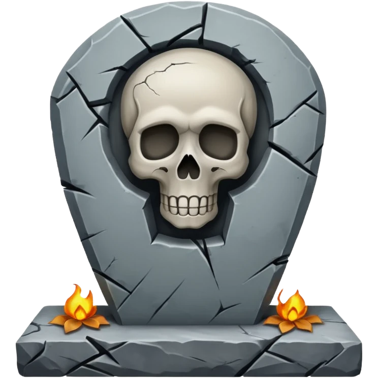 tombstone with a skull emoji