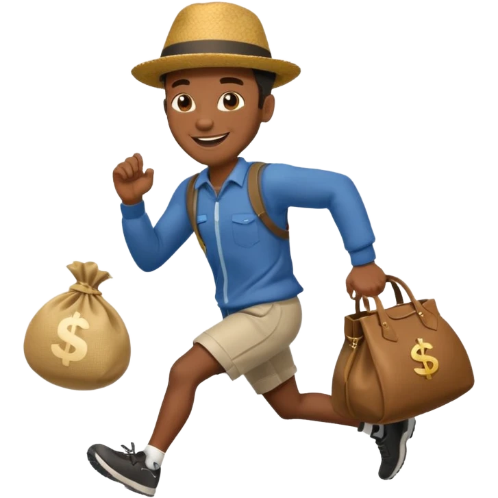 Black Man running with moneybag emoji