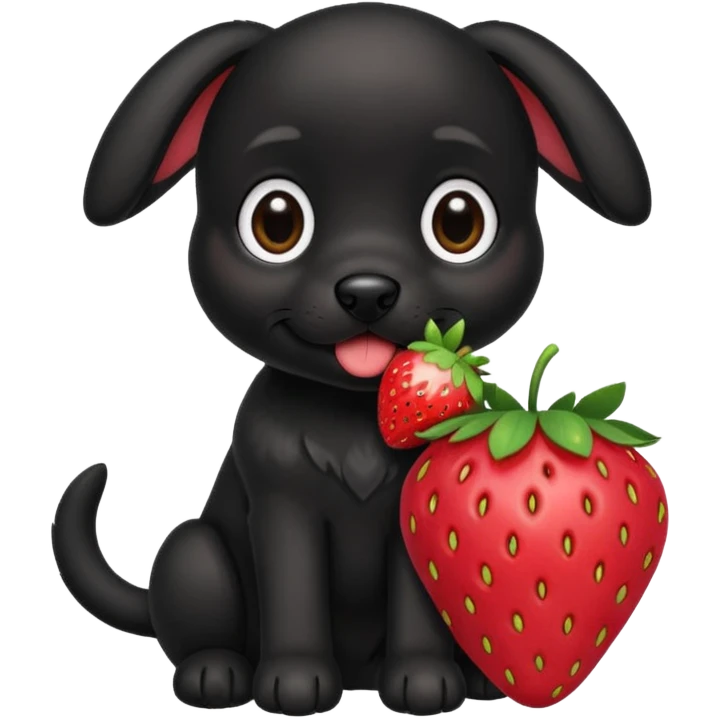 A black puppy with a strawberry emoji