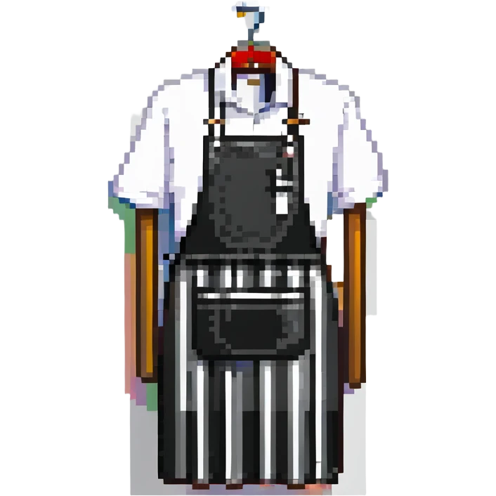 black apron with white vertical stripes (dense) emoji