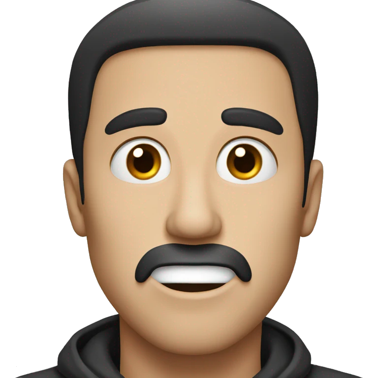 A white man with black hair and brown eyes shocked emoji
