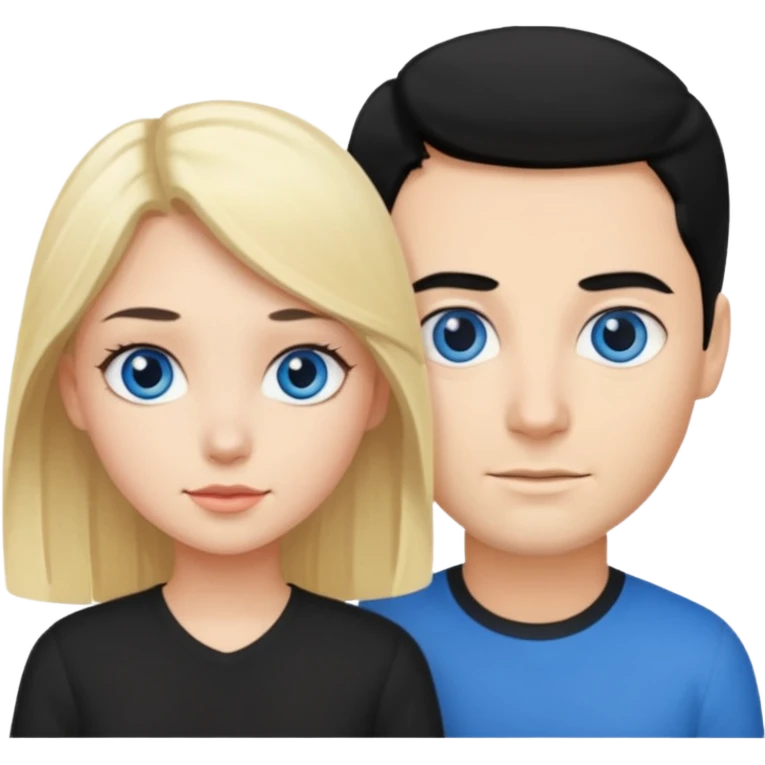 Bad blonde  Girl blue eyes and 
horny man black Hair emoji