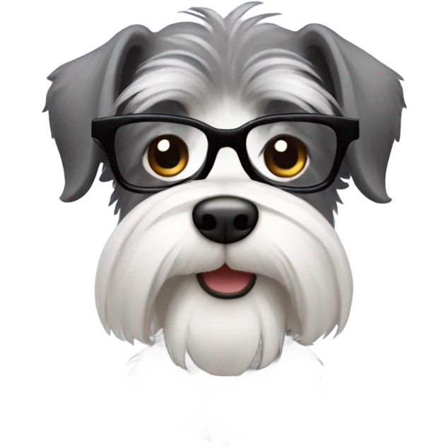 A schnauzer with an Asian guy who has long hair and moustache and wear glasses emoji
