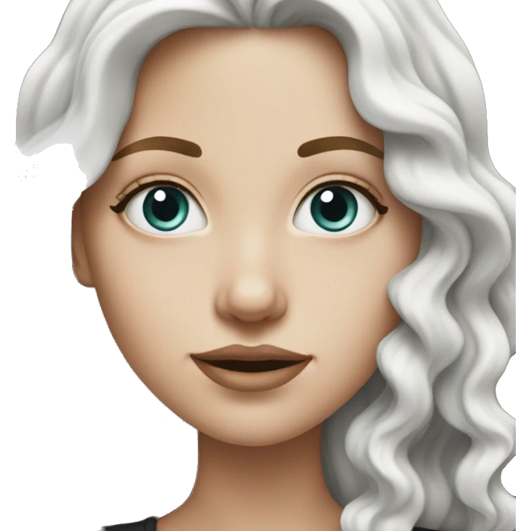 white girl with wavy blac h emoji