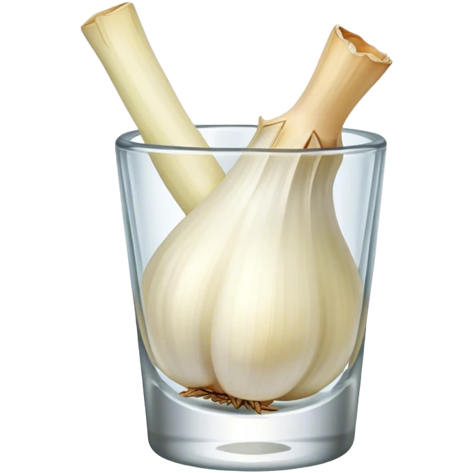 A piece of garlic clove in a shot glass  emoji