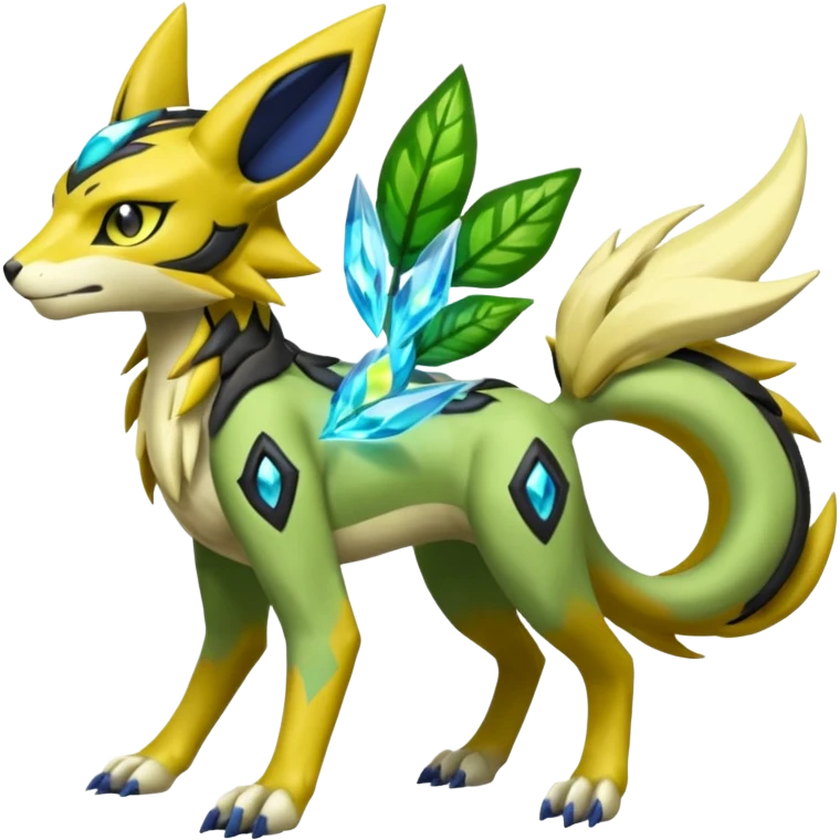 Exotic Ivy Meloetta-Zygarde-Zeraora-Renamon-Protogen-Palkia-hybrid-fusion-Fakémon-creature, full body emoji