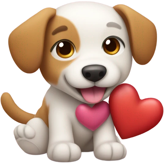cute dog hugs toy heart emoji