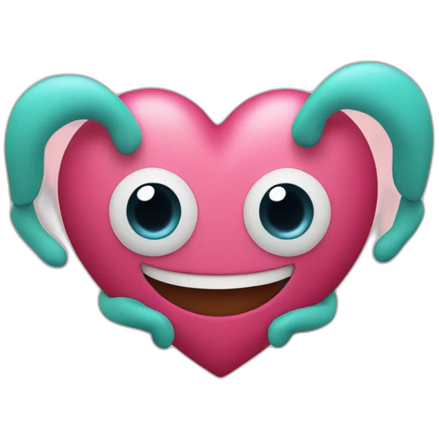 Heart with a sweet face with arms and legs coming out of it emoji