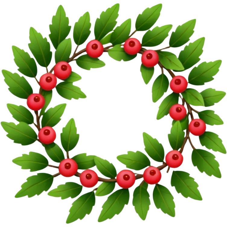 A leafy wreath with small berries woven between the branches. emoji