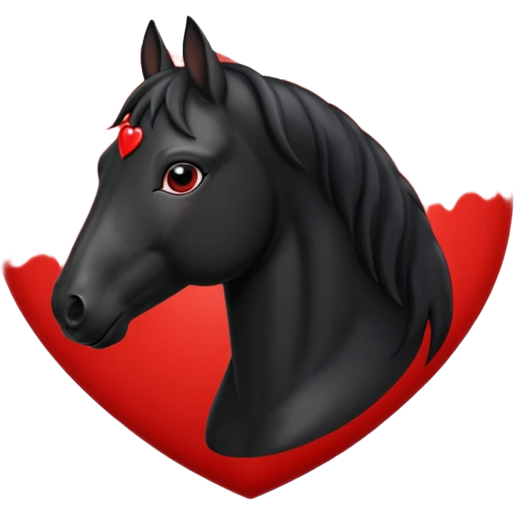 Black Horse centered within a red heart emoji emoji