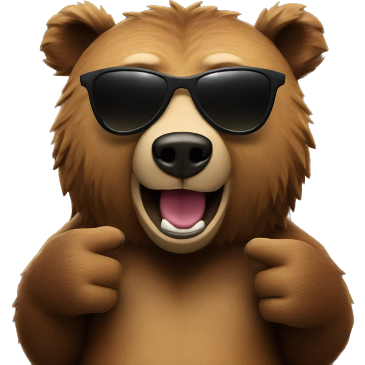 Grizzly bear with sunglasses and thumb up emoji