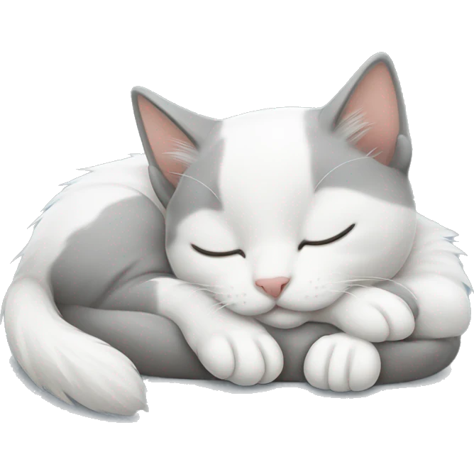 Grey and white kitten sleeping emoji