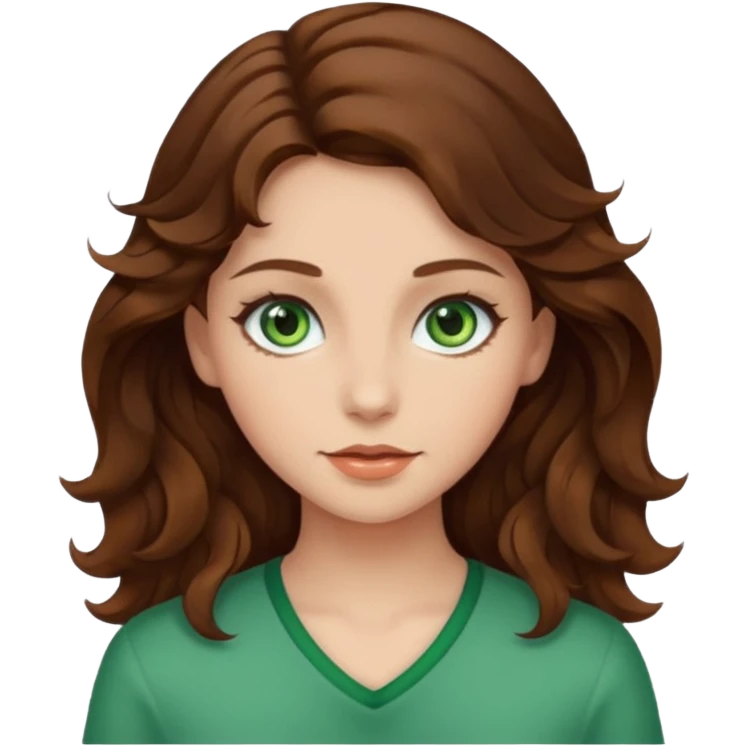 Girl with green eyes and wavy brown hair  emoji