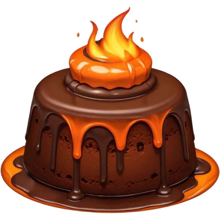 Molten lava cake chocolate coming out of it emoji