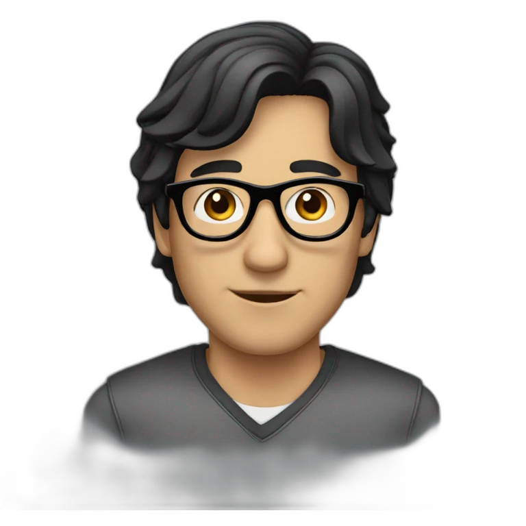 A man with black hair wearing black glasses emoji