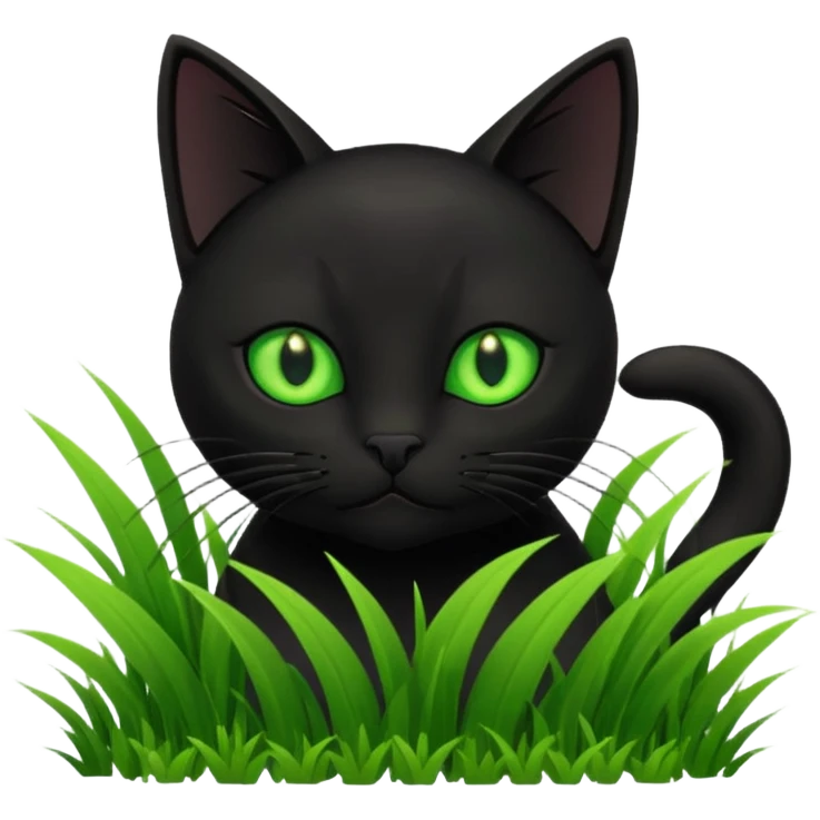 Black cat in grass emoji