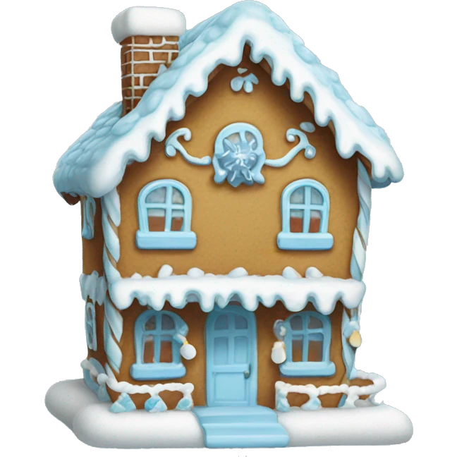 Cosy light blue gingerbread house  emoji