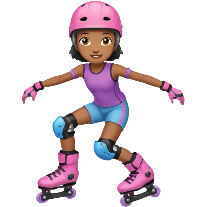 Roller blader black girl child emoji
