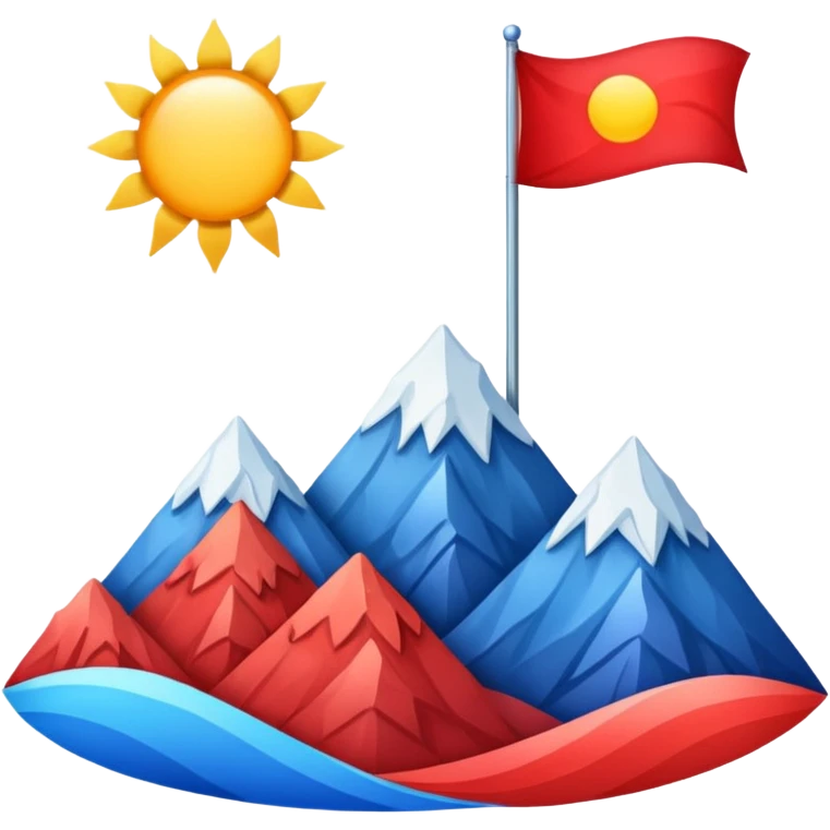 A blue , white and red flag With three mountain and a sun and ⚖️ in the upper part of mountains emoji