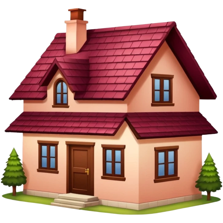 A dacha with a burgundy tiled roof emoji