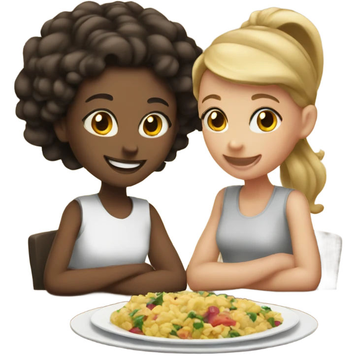 smiling girls at the table emoji