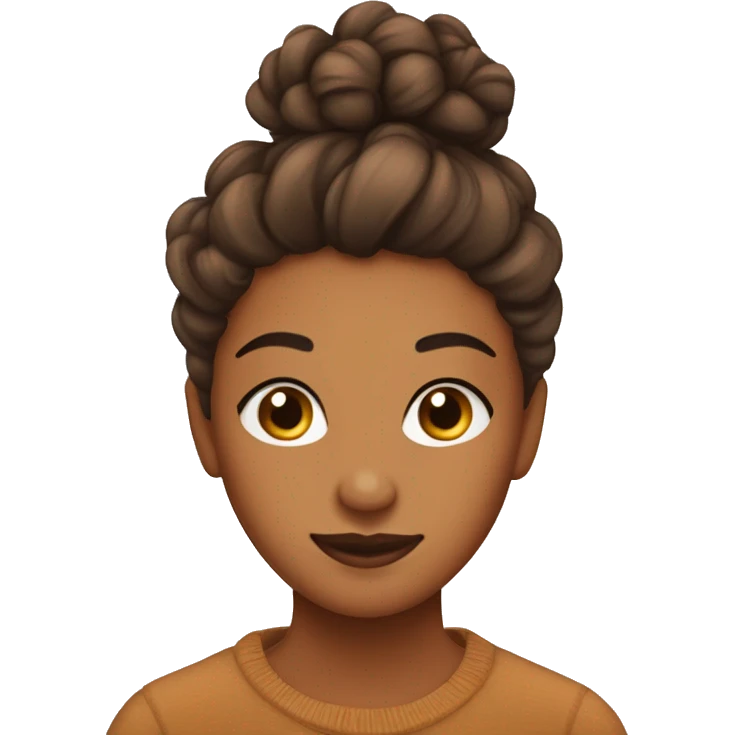 Pretty caramel skin with curly messy bun and edges emoji