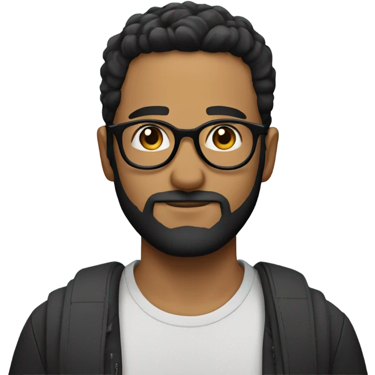 full Man with short black hair, circular beard and glasses  emoji