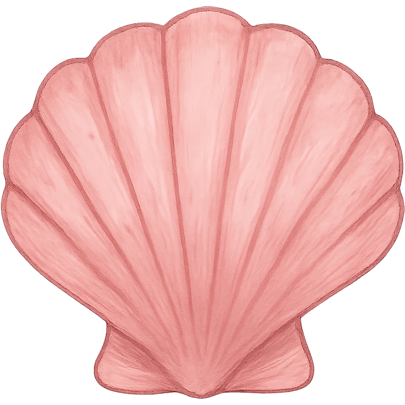 pink seashell, digital illustration emoji