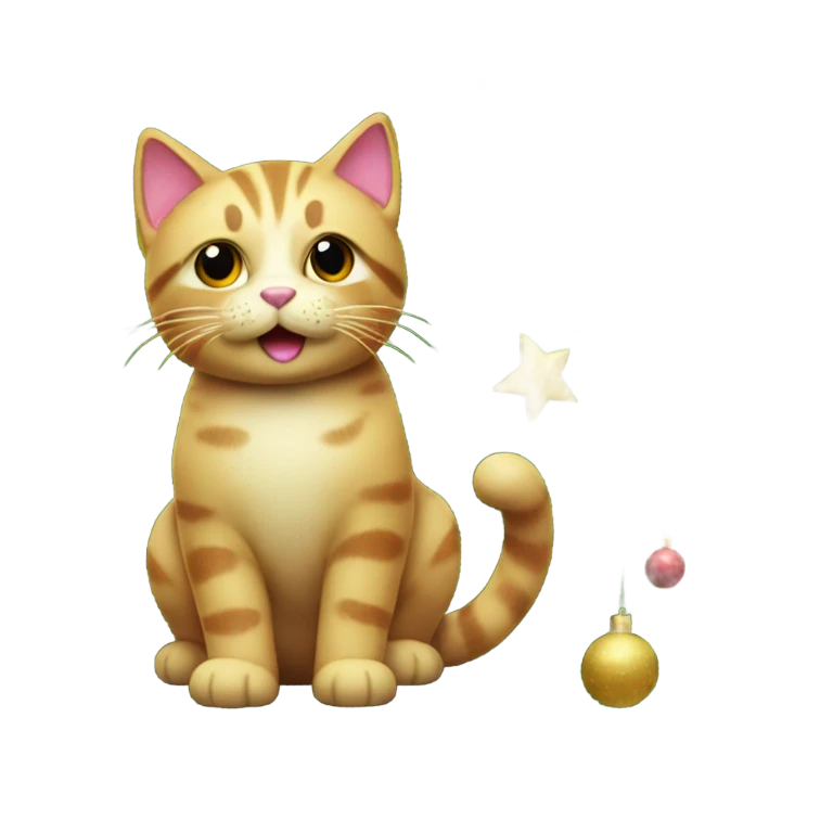 toy cat on a Christmas tree emoji