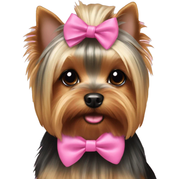 Yorkie with pink bow on head emoji