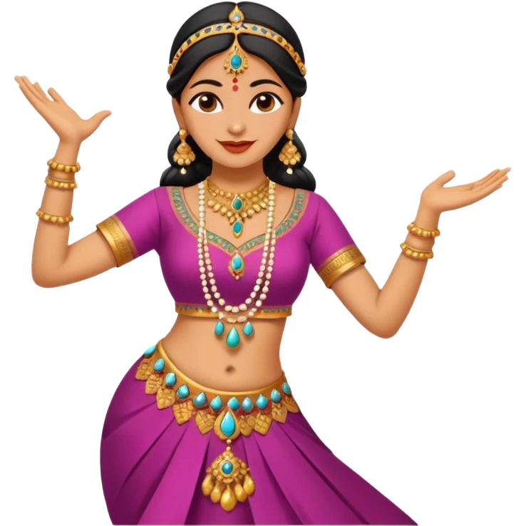 Indian woman in traditional clothes dances.  format portrait emoji