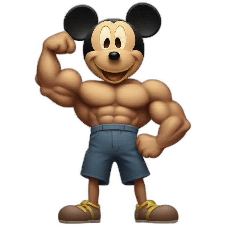 Mickey Mouse with massive biceps emoji