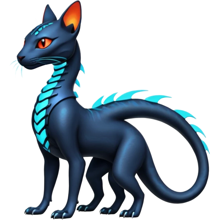 Futuristic Ethereal Beautiful Salandit-Bastet-Fakémon-hybrid-creature (full body)  emoji