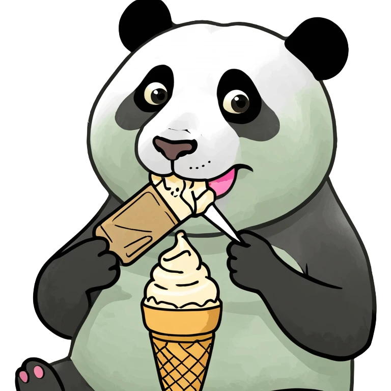 Panda eating ice cream emoji