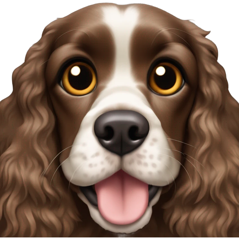 Cocker spaniel negro con ojos marrones orejas bien lanudas y la punta de la lengua afuerita emoji