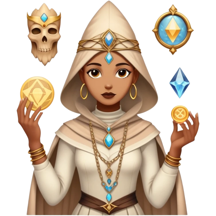 Spiritual tarot card with fashion elements, personal style oracle, mystical wardrobe symbol emoji