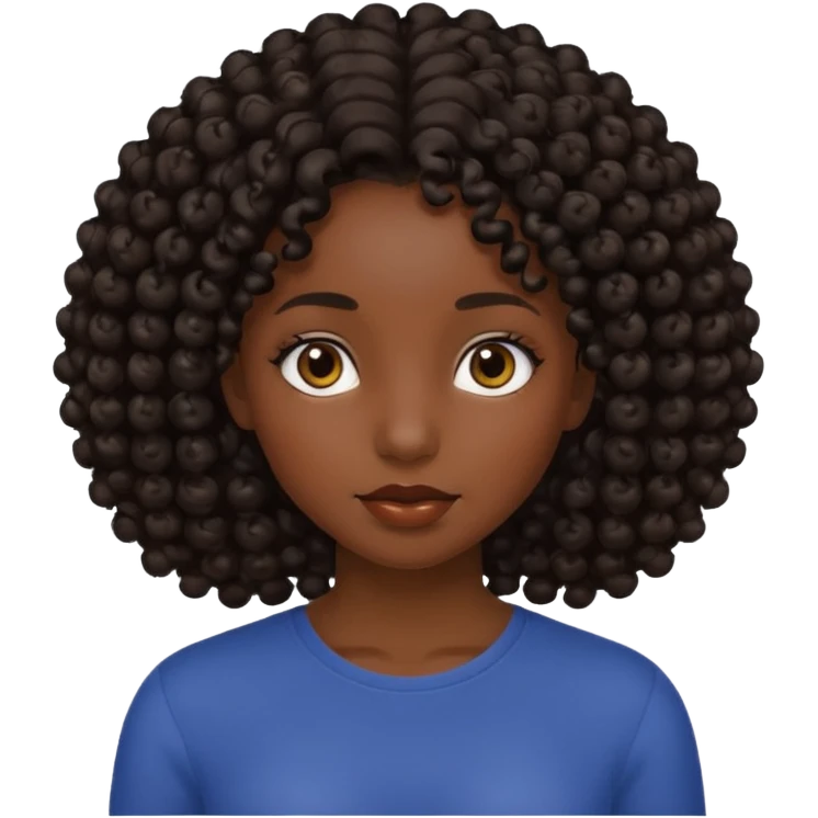Una chica morena de cabello rizado no esponjado y color negro emoji