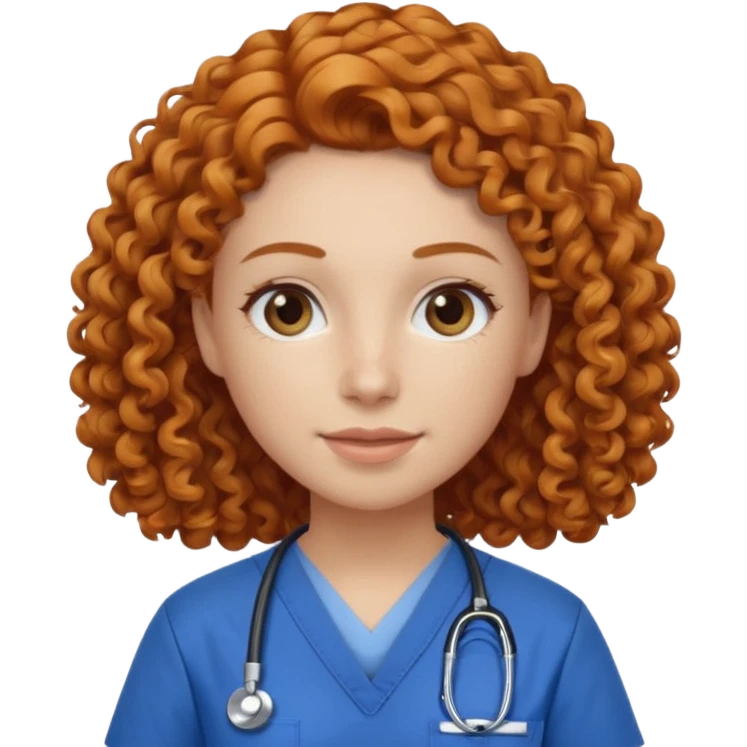 a ginger curly hair vet woman with blue scrub 

 emoji