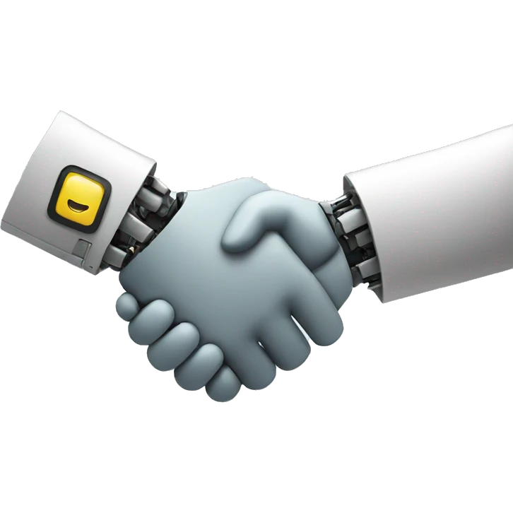 handshake with robot emoji