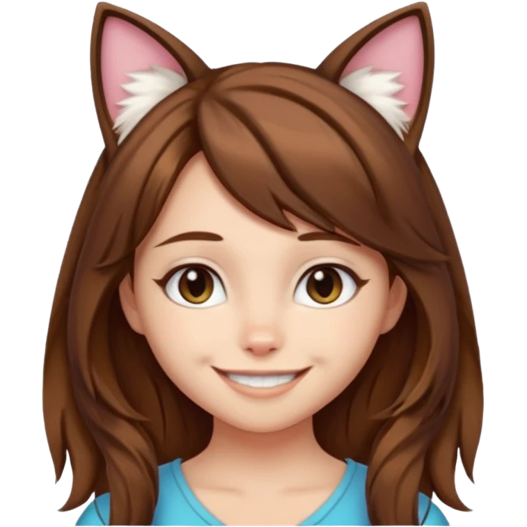 a girl with brown hair, cat ears and a tail saying "im lauren" emoji