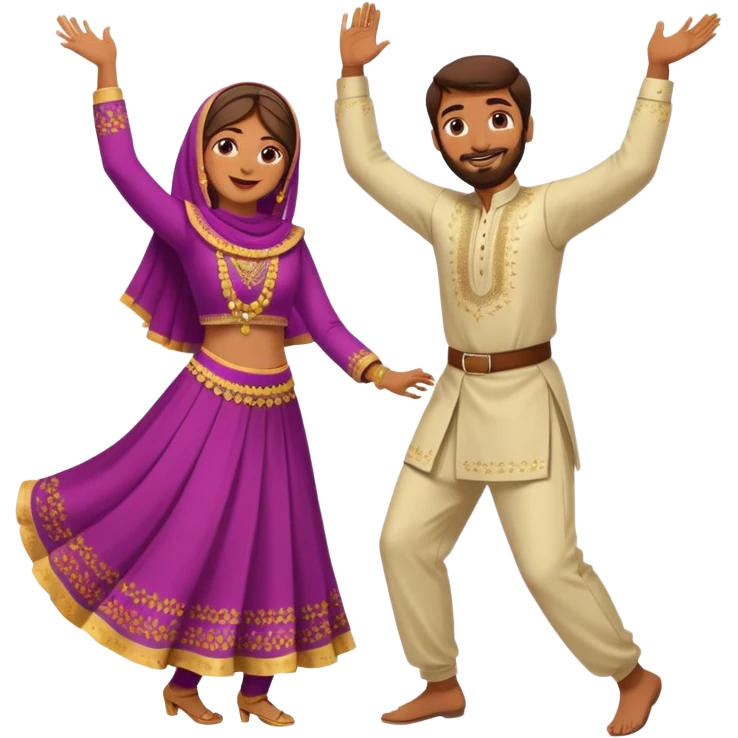 Brown pakistani dancing man and woman emoji