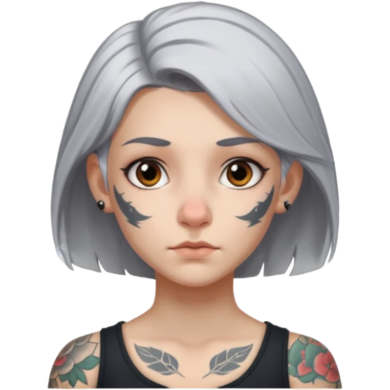 white-gray haired heavy tattooed big nose young girl emoji